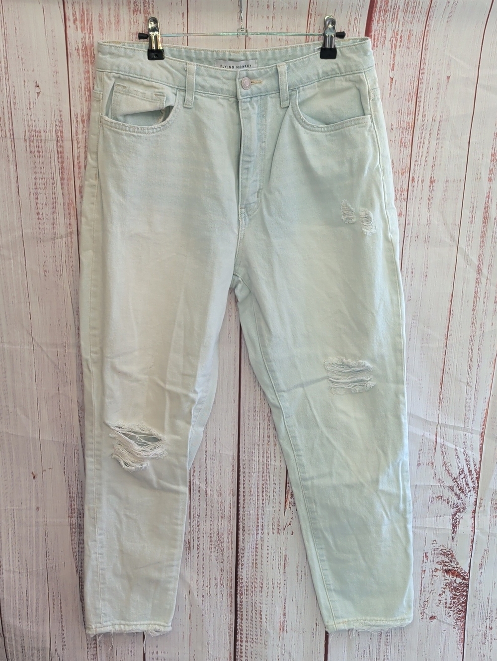 Flying Monkey Light Blue High-Rise Distressed Jeans